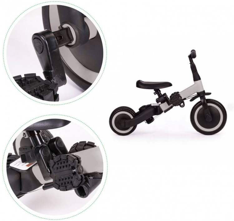 Детский беговел-велосипед 6в1 с родительской ручкой, серый - TR008-GREY