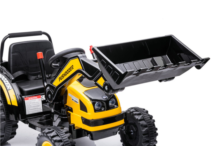 Детский электромобиль трактор с ковшом и пультом управления (желтый, 2WD, EVA) - HL389-LUX-YELLOW