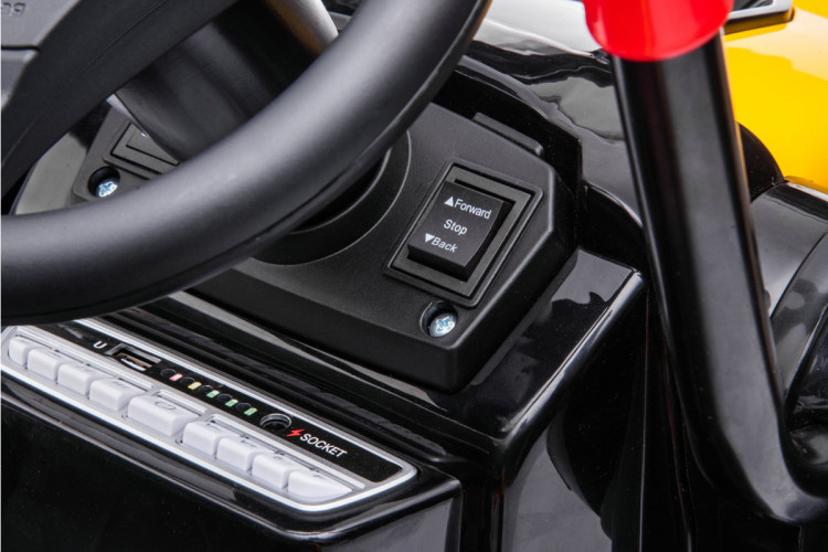 Детский электромобиль трактор с ковшом и пультом управления (желтый, 2WD, EVA) - HL389-LUX-YELLOW