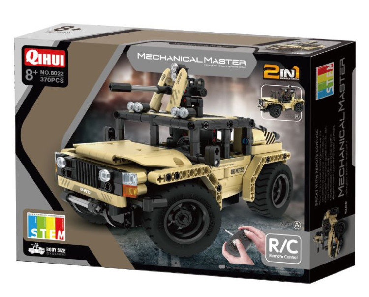 Конструктор военный джип QiHui 370 деталей (2в1, пульт) - QH8022