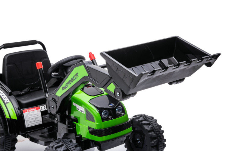 Детский электромобиль трактор с ковшом и пультом управления (зеленый, 2WD, EVA) - HL389-LUX-GREEN