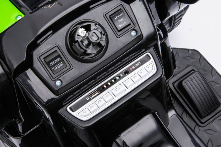 Детский электромобиль трактор с ковшом и пультом управления (зеленый, 2WD, EVA) - HL389-LUX-GREEN