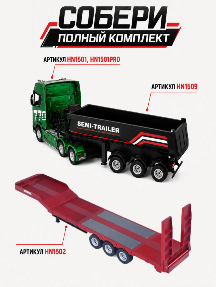 Радиоуправляемый тягач Scania HUINA масштаб 1:18 - HN1501-GREEN