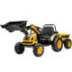 Детский электромобиль трактор с ковшом и прицепом (желтый, 2WD, EVA) - HL389-LUX-YELLOW-TRAILER
