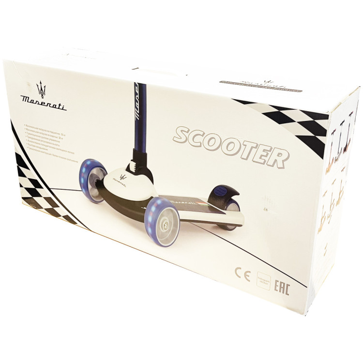 Трехколесный беговел-самокат Maserati с сиденьем - CLB-0140-WHITE