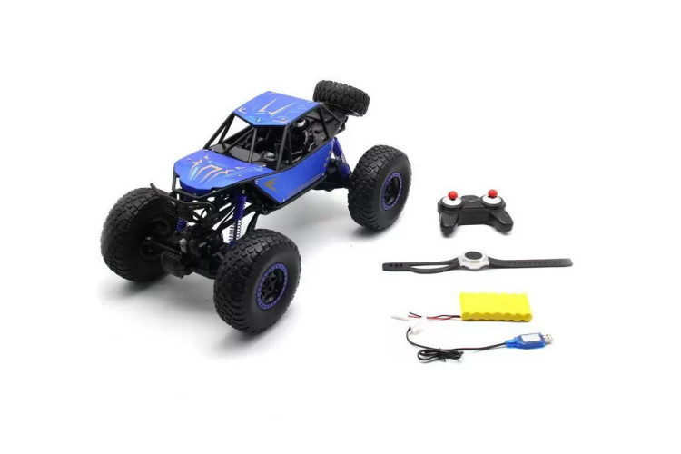 Радиоуправляемый синий краулер MZ 4WD 1:10 (48 см, пульт+часы) - MZ-YY2025-BLUE