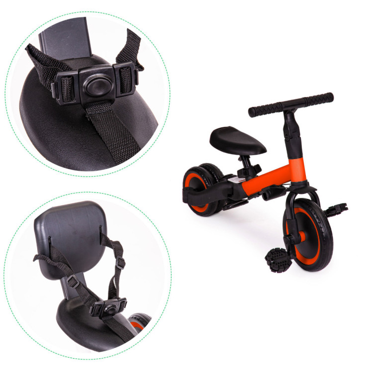 Детский беговел-велосипед 4в1 с родительской ручкой, красный - TR007-RED