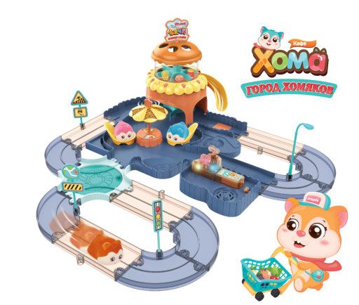 Игровой набор Fenfa &quot;Город хомяков&quot; Синее Кафе в гостях у Хомы (2 хомяка, свет, звук) - 1619C