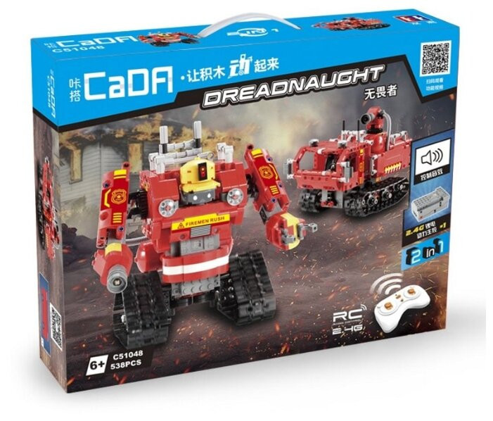 Радиоуправляемый конструктор CADA 2 в 1 пожарный робот-трансформер (538 деталей) - C51048W