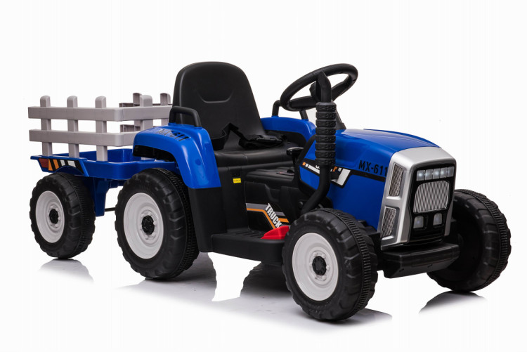 Детский электромобиль XMX трактор с прицепом (синий, EVA, пульт, 12V) - XMX611-BLUE