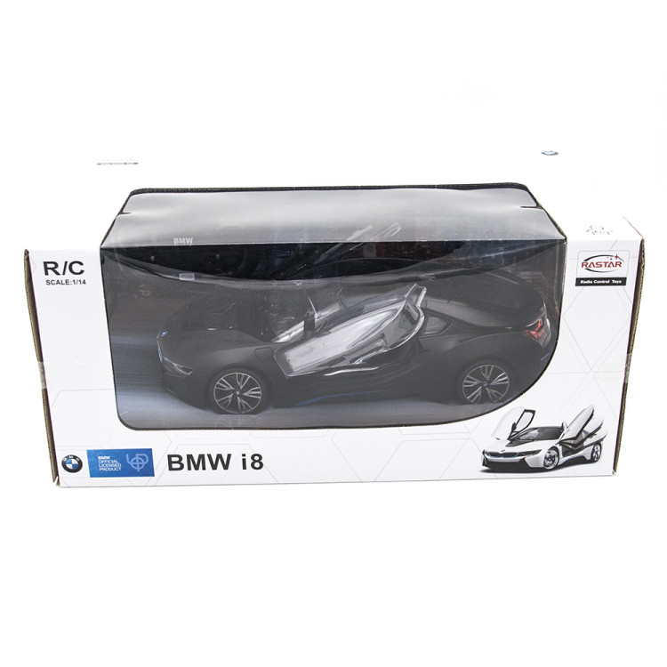 Радиоуправляемая машина Rastar BMW i8 Black 1:14 (двери открываеются с пульта) - RAS-71000