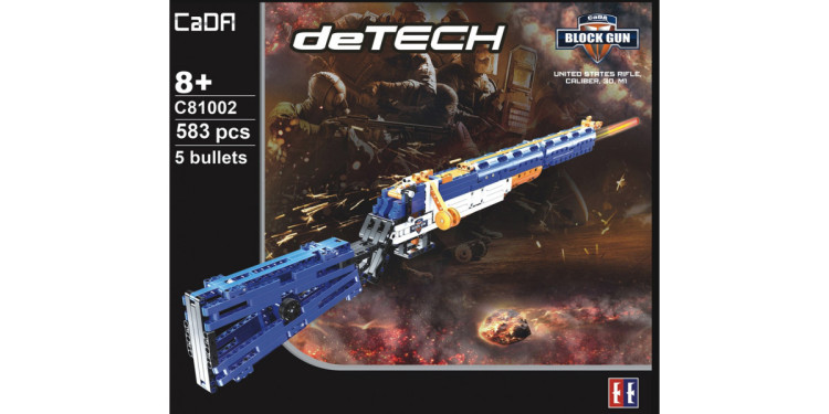 Конструктор Double E Cada Technics, винтовка М1, 583 детали, стреляет пульками - C81002W