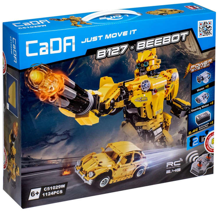 Радиоуправляемый конструктор CADA 2 в 1 трансформер B127-BeeBot (1124 детали) - C51029W