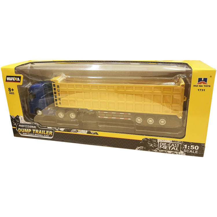 Металлический грузовик самосвал HUI NA TOYS масштаб 1:50 - HN1731-YELLOW