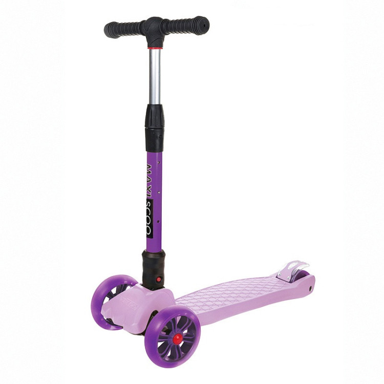Самокат Maxiscoo Junior Delux Трехколесный Складной со Светящимися Колесами, Лавандовый - MSC-J0918