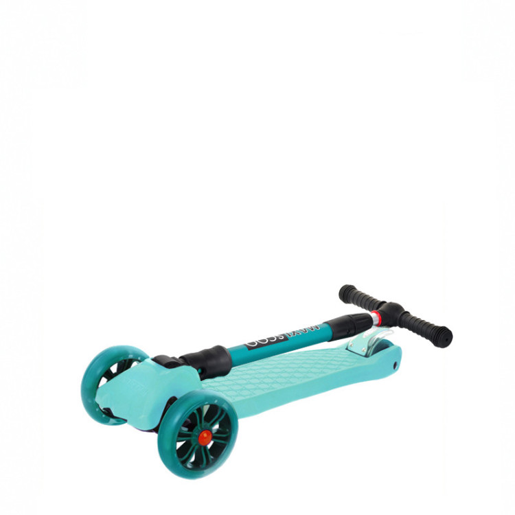 Самокат Maxiscoo Junior Delux Трехколесный Складной со Светящимися Колесами, Мятный - MSC-J091805D