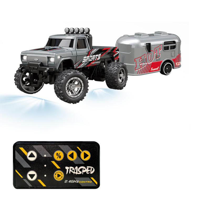 Радиоуправляемый металлический минитрак с прицепом 1:64 - HG4-80-GREY