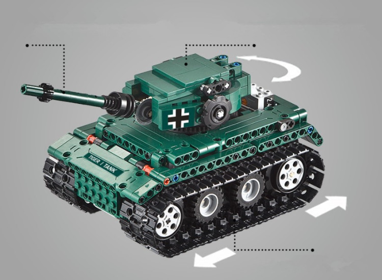 Конструктор Double E Cada Technics, Танк Tiger 1, 313 деталей, пульт управления - C51018W