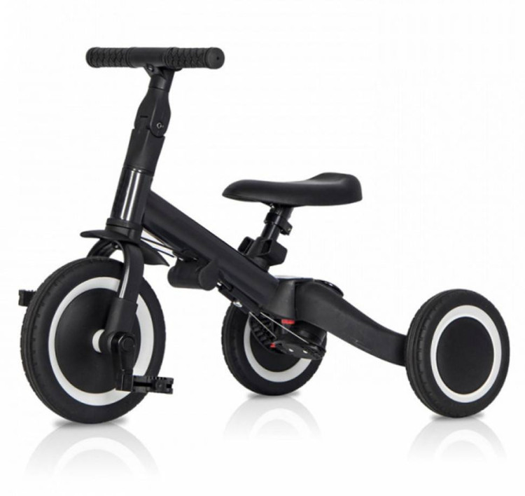 Детский беговел-велосипед 8в1 с крышей и ручкой, черный - TR008C-BLACK