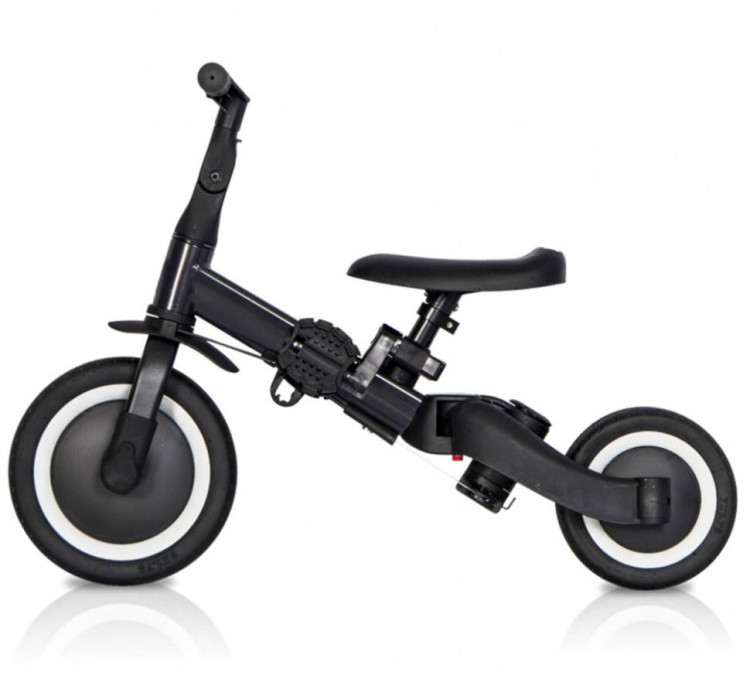 Детский беговел-велосипед 8в1 с крышей и ручкой, черный - TR008C-BLACK