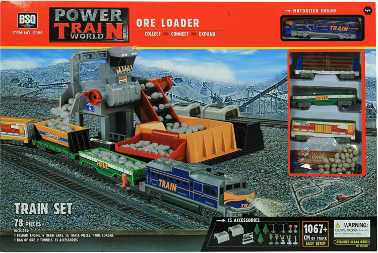 Железная дорога со станцией загрузки щебня, длина полотна 1067 см  - BSQ-2085