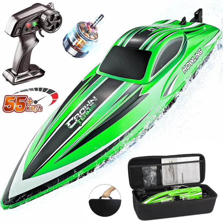 Радиоуправляемый катер Chasing Waves PRO с сумкой (41 см, 55 км/ч, Brushless) - HJ818PRO-GREEN-BAG