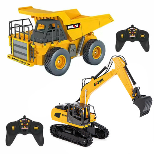 Радиоуправляемый набор экскаватор и самосвал Huina (свет, звук, акб, 1:24) - HN1559-YELLOW