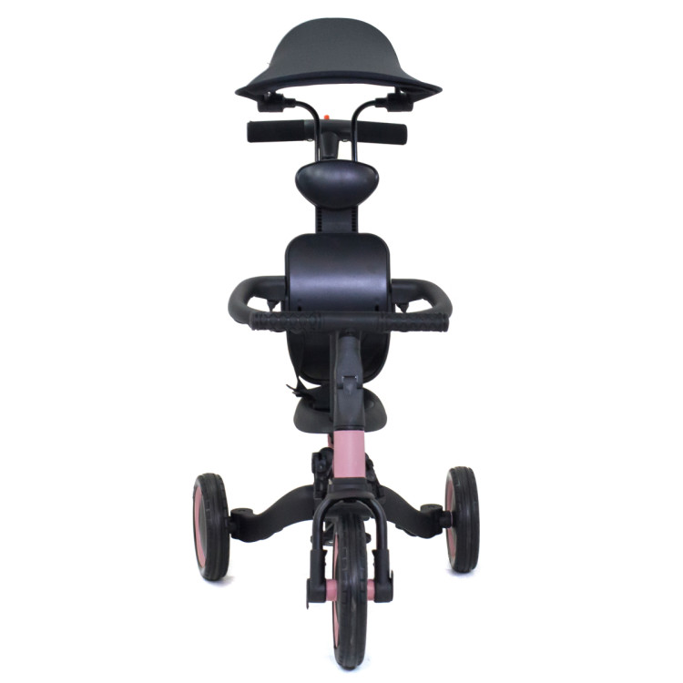 Детский беговел-велосипед 8в1 с крышей и ручкой, розовый - TR008C-PINK