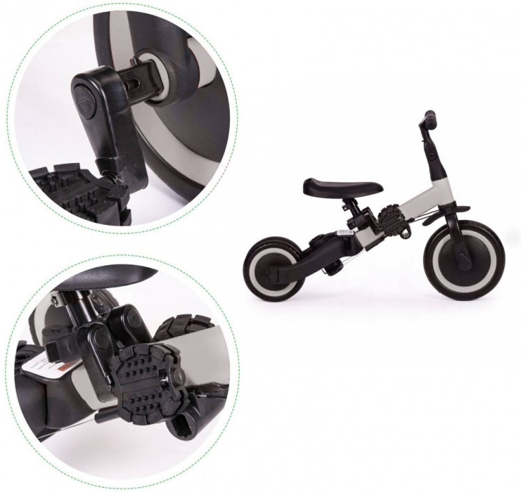 Детский беговел-велосипед 8в1 с крышей и ручкой, серый - TR008C-GREY