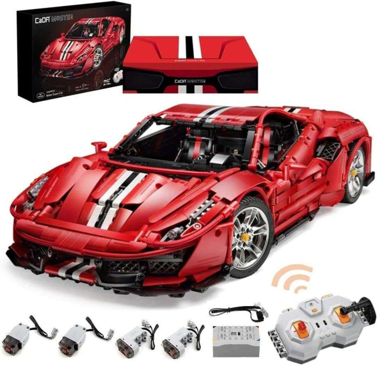 Конструктор CADA Ferrari 488 (3187  деталей, пульт, электропривод) - C61042W