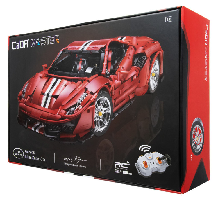 Конструктор CADA Ferrari 488 (3187  деталей, пульт, электропривод) - C61042W