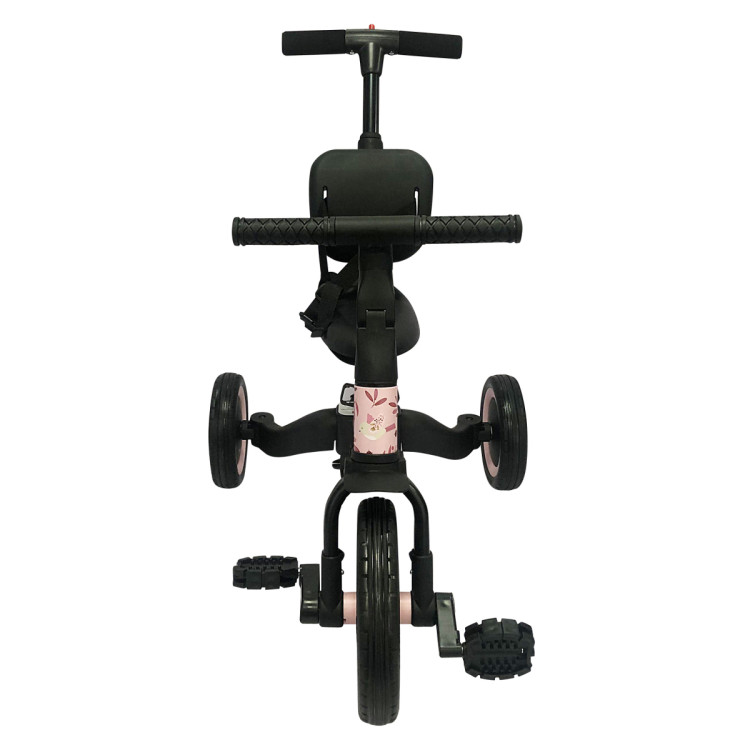 Детский беговел-велосипед 4в1 с родительской ручкой, розовый с рисунком - TR007-PINK-PAINT