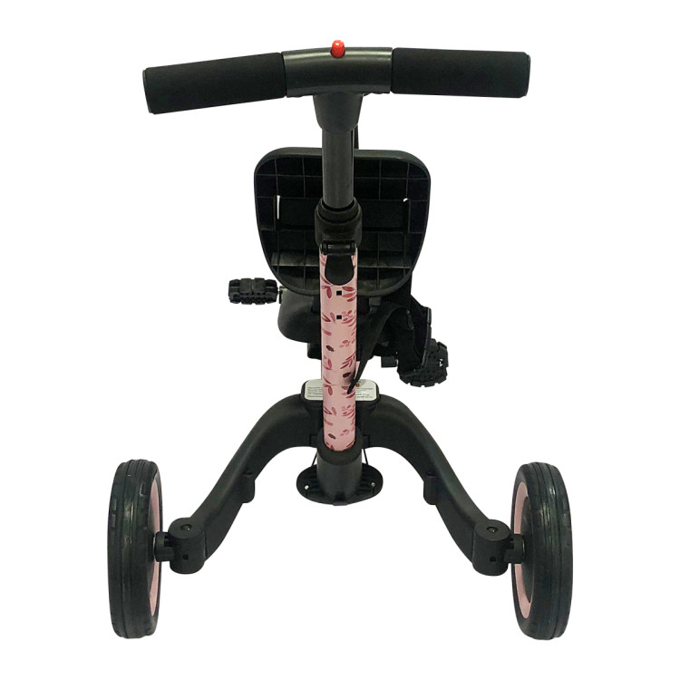 Детский беговел-велосипед 4в1 с родительской ручкой, розовый с рисунком - TR007-PINK-PAINT