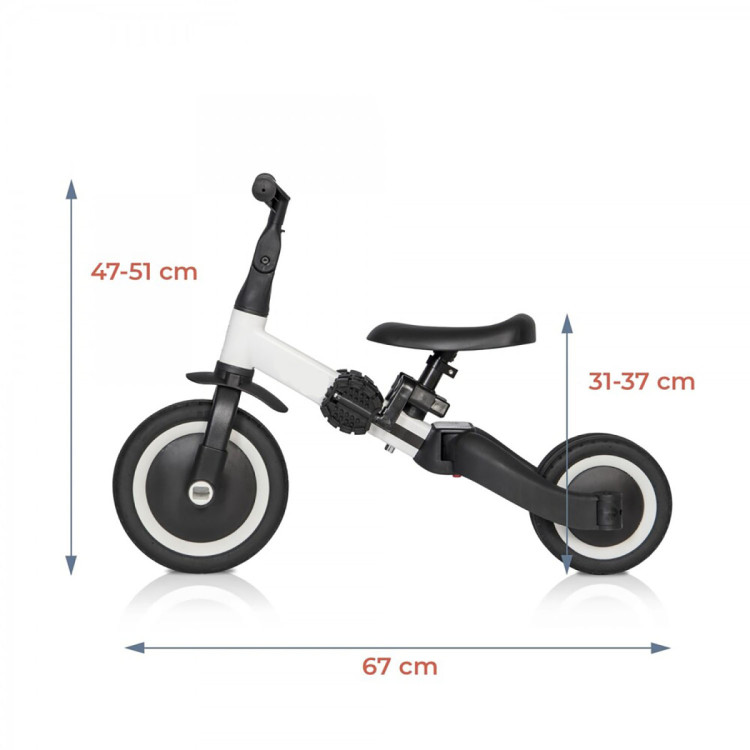 Детский беговел-велосипед 6в1 с родительской ручкой, белый - TR008-WHITE