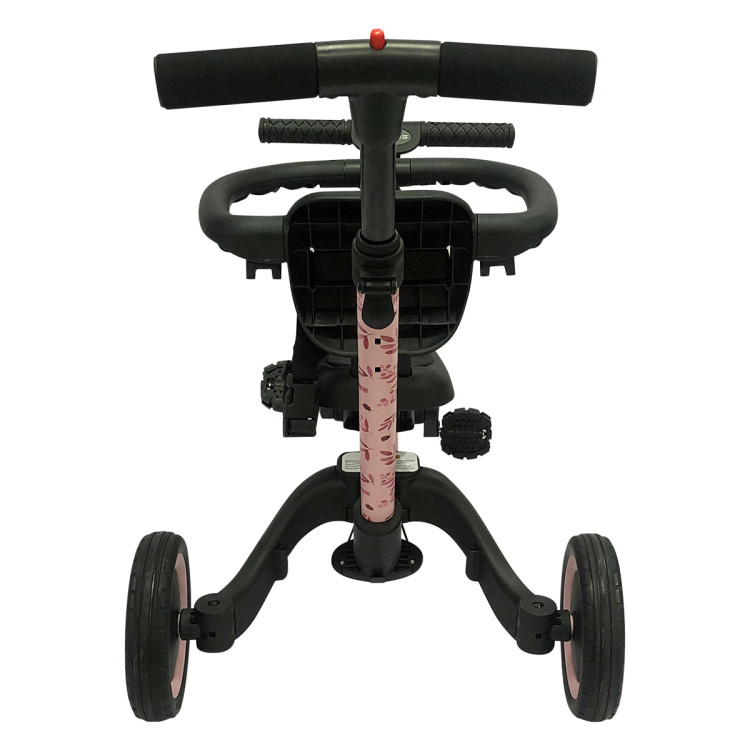 Детский беговел-велосипед 6в1 с родительской ручкой, розовый с рисунком - TR008-PINK-PAINT