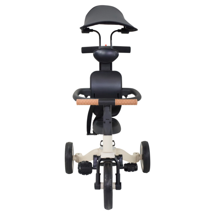 Детский беговел-велосипед 8в1 с крышей и ручкой, бежевый - TR008C-BEIGE