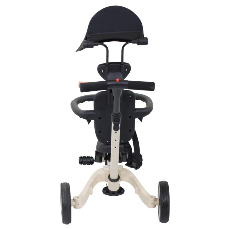 Детский беговел-велосипед 8в1 с крышей и ручкой, бежевый - TR008C-BEIGE