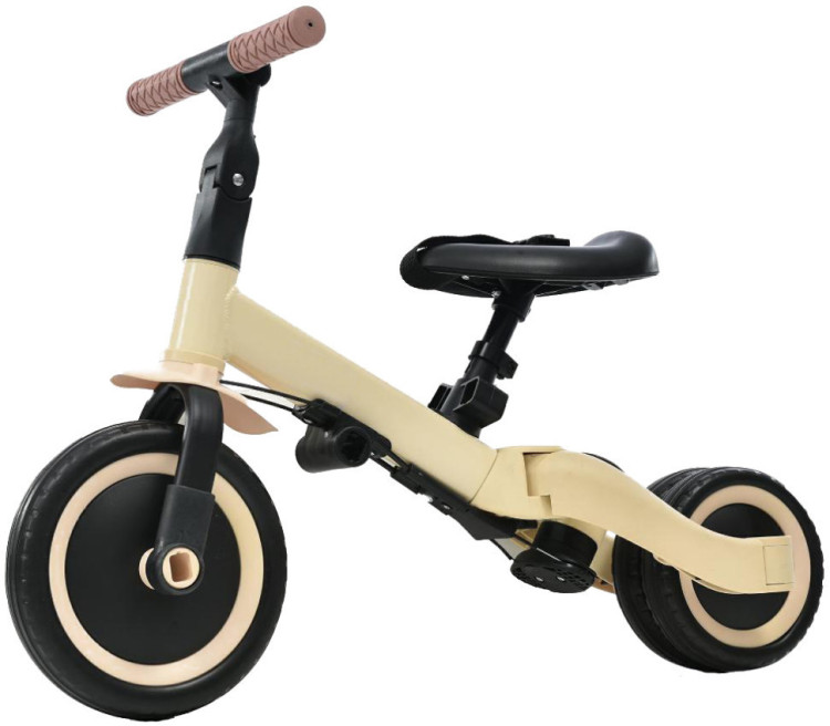 Детский беговел-велосипед 8в1 с крышей и ручкой, бежевый - TR008C-BEIGE