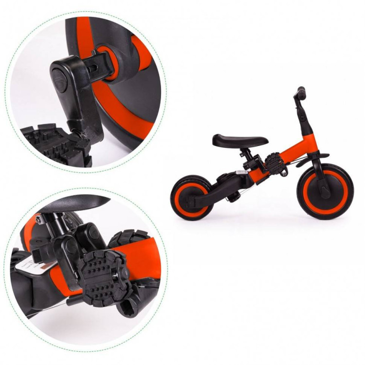 Детский беговел-велосипед 8в1 с крышей и ручкой, красный - TR008C-RED