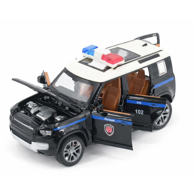 Радиоуправляемая металлическая полицейская машина Land Rover Defender 1:22 - HCL-3610-BLACK