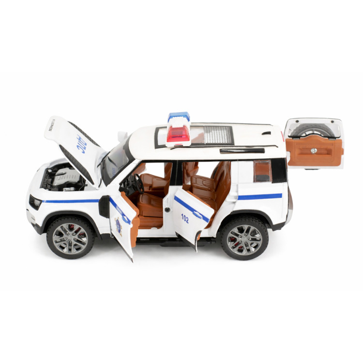Радиоуправляемая металлическая полицейская машина Land Rover Defender 1:22 - HCL-3610-WHITE