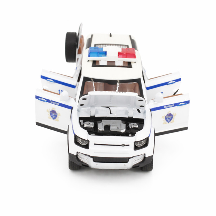 Радиоуправляемая металлическая полицейская машина Land Rover Defender 1:22 - HCL-3610-WHITE